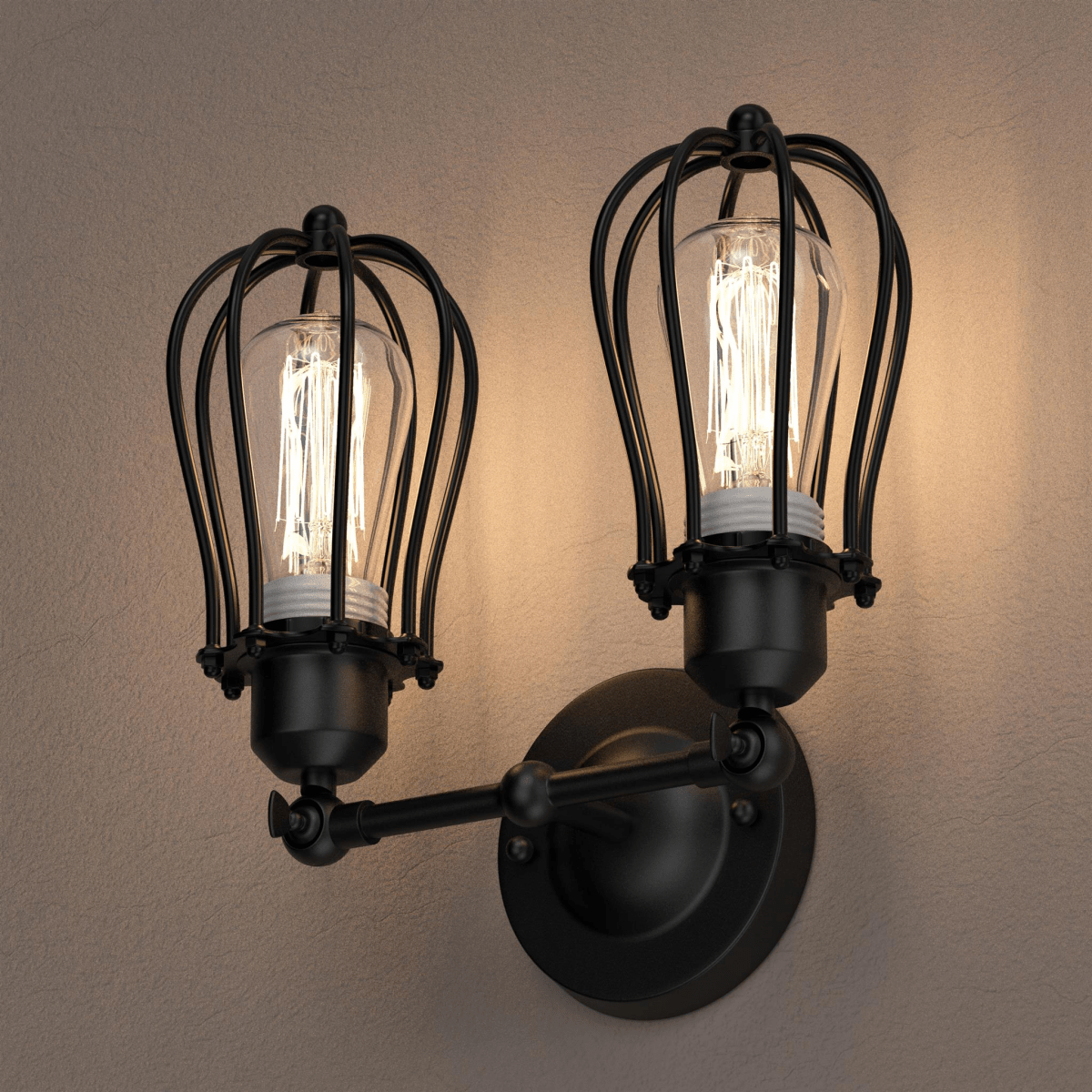 Steel Birdcage Wall Sconce Lighting Fixtures, Matte Black Finish, E26 Base, UL Listed, 3 Years Warranty