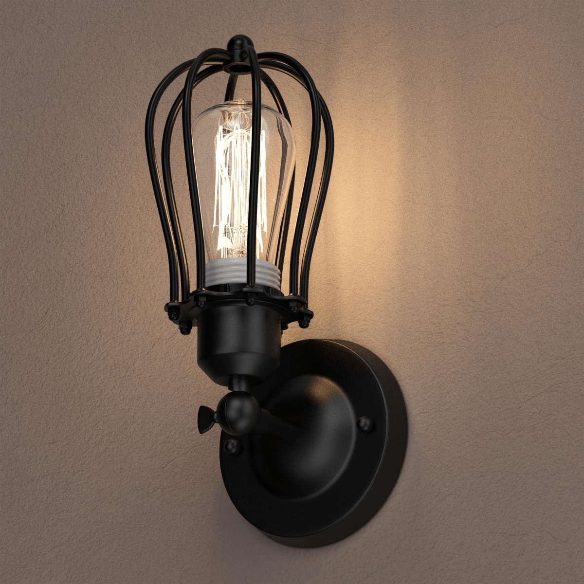 Steel Birdcage Wall Sconce Lighting Fixtures, Matte Black Finish, E26 Base, UL Listed, 3 Years Warranty