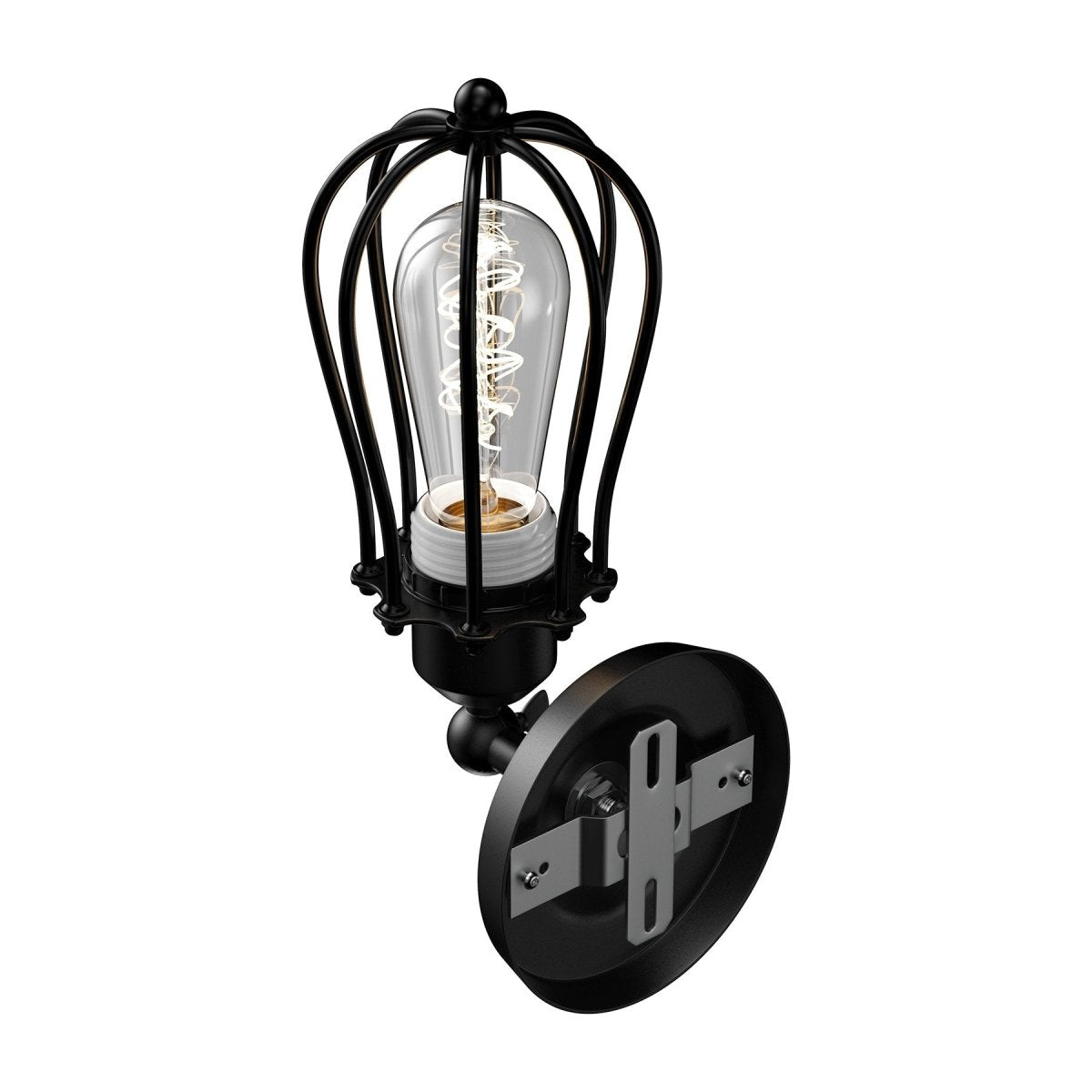 Steel Birdcage Wall Sconce Lighting Fixtures, Matte Black Finish, E26 Base, UL Listed, 3 Years Warranty