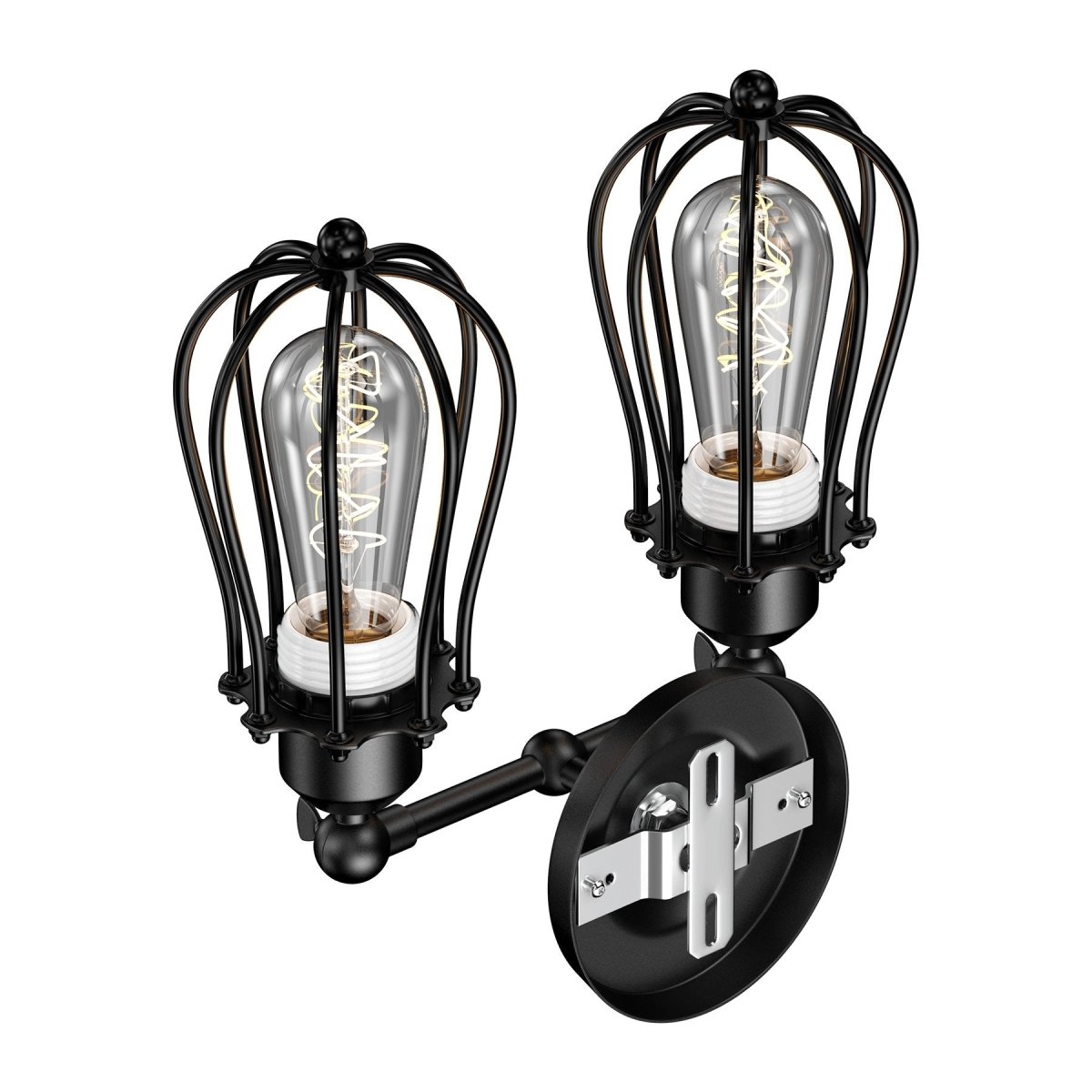 Steel Birdcage Wall Sconce Lighting Fixtures, Matte Black Finish, E26 Base, UL Listed, 3 Years Warranty