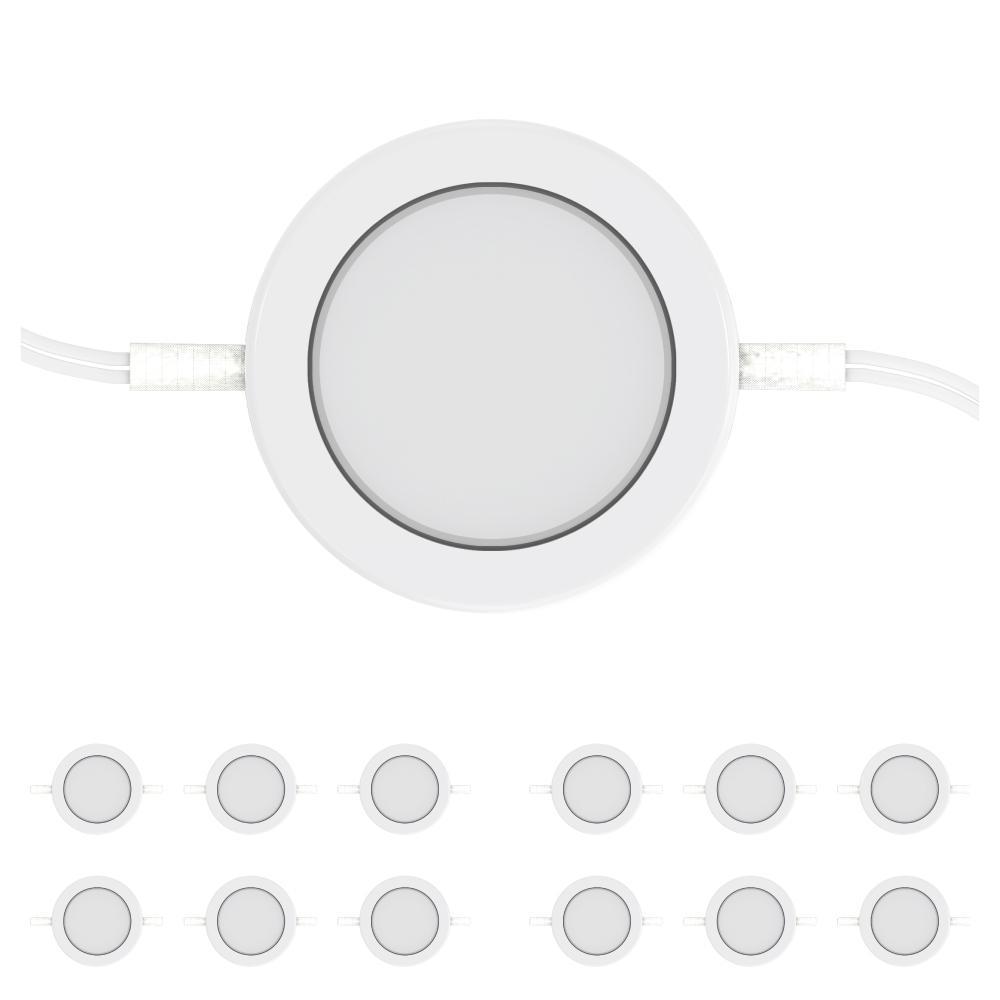 Swivel LED Puck Lights Kit with ETL List, Recessed or Surface Mount Design, CRI90, 3-Piece Kit With 12V Adaptor & Touch Dimmer, Linkable, 3x3.5 Watts, 750 Lumens, White