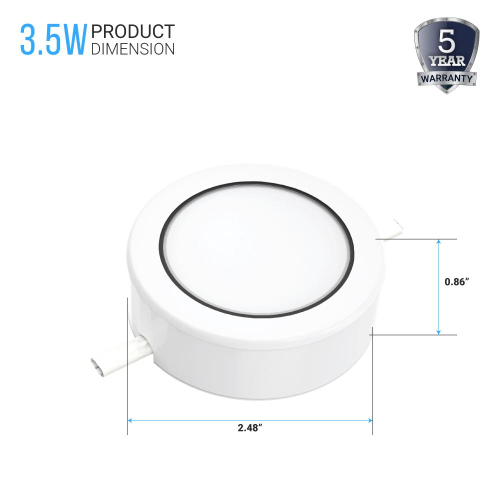 Swivel LED Puck Lights Kit with ETL List, Recessed or Surface Mount Design, CRI90, 3-Piece Kit With 12V Adaptor & Touch Dimmer, Linkable, 3x3.5 Watts, 750 Lumens, White