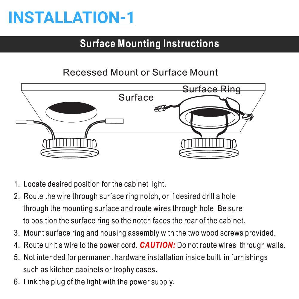 Swivel LED Puck Lights Kit with ETL List, Recessed or Surface Mount Design, CRI90, 3-Piece Kit With 12V Adaptor & Touch Dimmer, Linkable, 3x3.5 Watts, 750 Lumens, White
