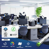 T8 4ft LED Tube/Bulb - Glass 18W 1620 Lumens 6500K Clear, Plug N Play, Double End Power - Ballast Compatible (Check Compatibility List)