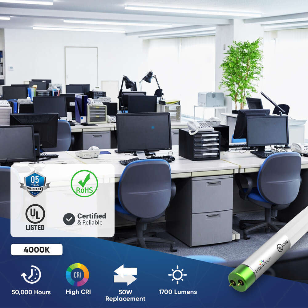 T8 4ft LED Tube/Bulb - Glass 18W 1800 Lumens 4000K Frosted, Single Ended Power - Ballast Bypass