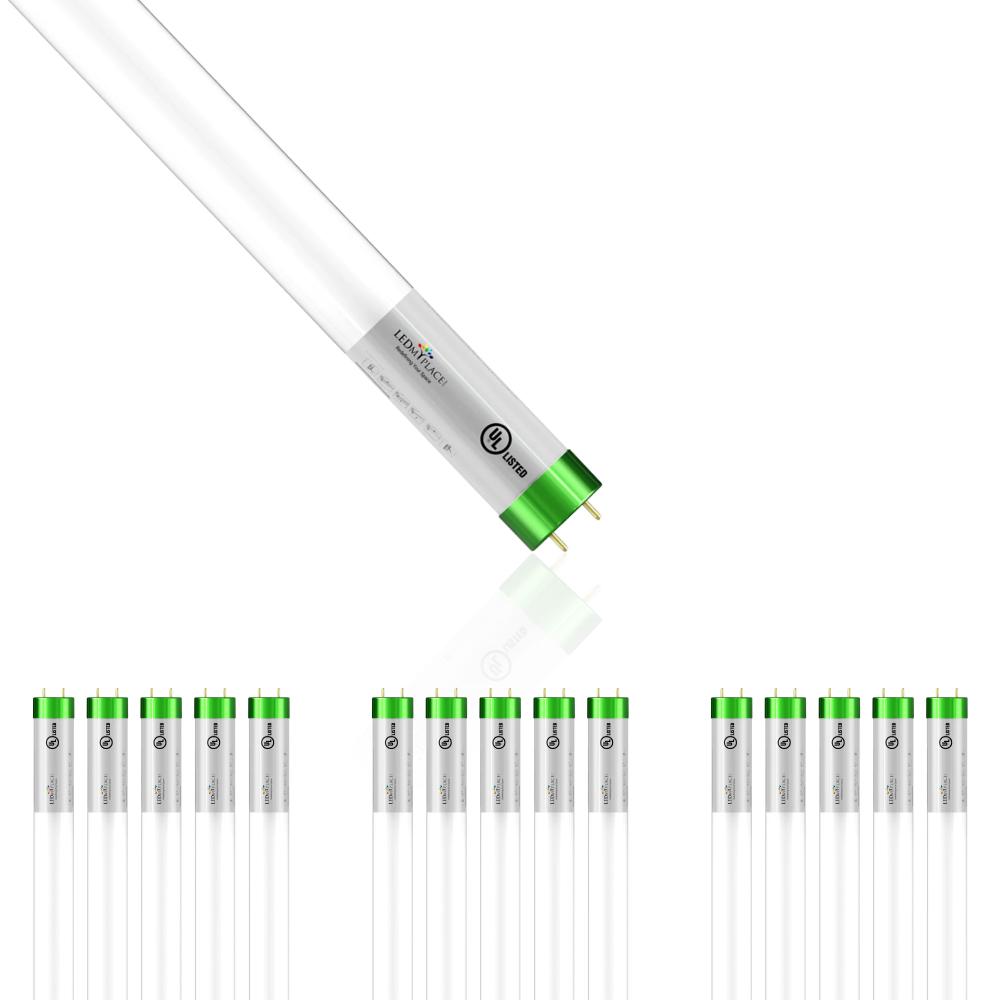 T8 4ft LED Tube/Bulb - Glass 18W 1800 Lumens 5000K Frosted, G13 Base, Single Ended Power - Ballast Bypass