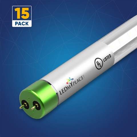 T8 4ft LED Tube/Bulb - Glass 18W 1800 Lumens 5000K Frosted, G13 Base, Single Ended Power - Ballast Bypass