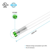 T8 4ft LED Tube/Bulb - Glass 18W 1800 Lumens 5000K Frosted, G13 Base, Single Ended Power - Ballast Bypass