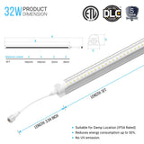 T8 5ft LED Freezer/Cooler Tube Light, V Shape, 36W 5000K, Clear, Refrigerator LED Light - Walk-in Cooler Light