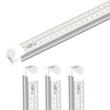 T8 8ft Integrated LED Tube Light 60W V Shape 5000K Daylight White, Clear, Linkable LED Lighting for Garage Warehouse, Upgraded Shop Lights, Plug and Play