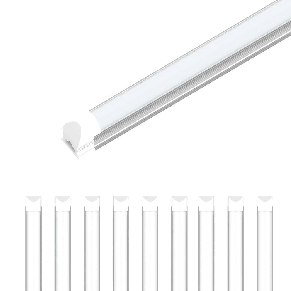 T8 8ft Integrated LED Tube Light 60W V-Shape 5000K Daylight White, Frosted, 8 Foot Plug and Play Linkable LED Shop Lights, Damp Location