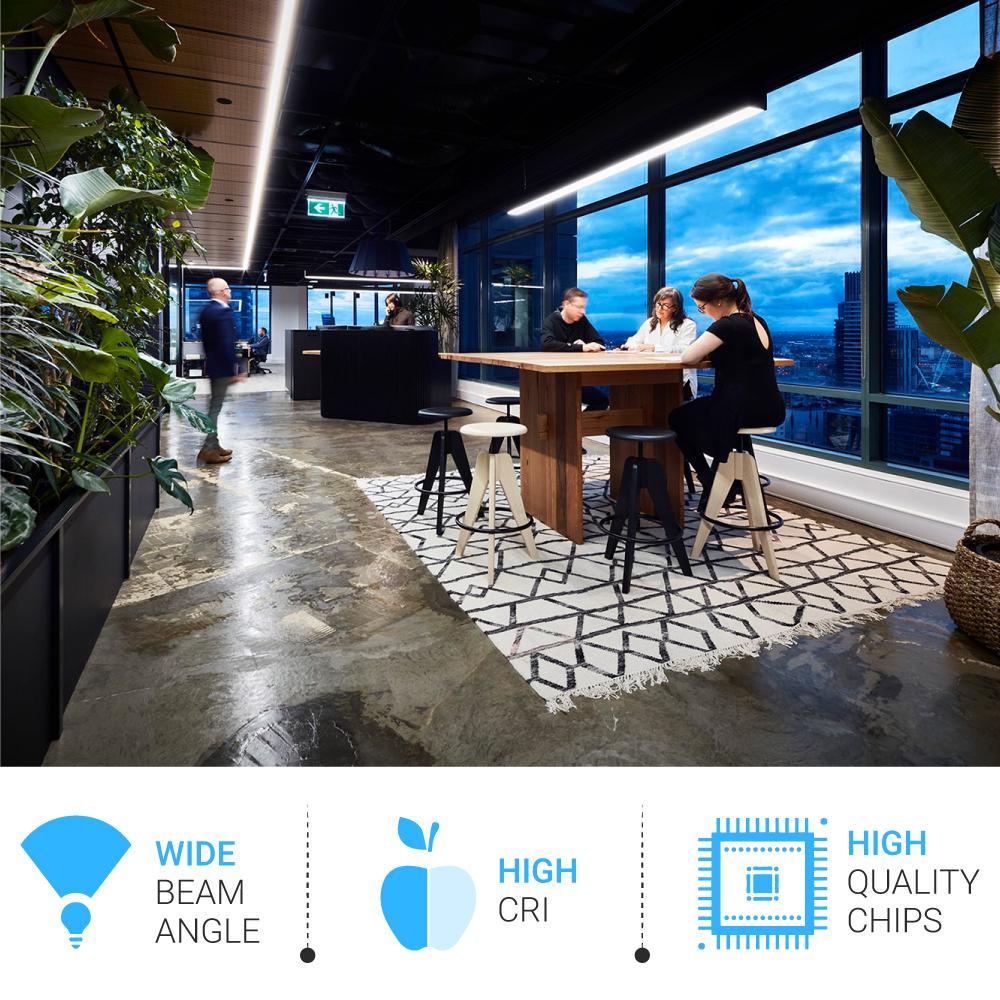 T8 8ft Integrated LED Tube Light 60W V-Shape 5000K Daylight White, Frosted, 8 Foot Plug and Play Linkable LED Shop Lights, Damp Location