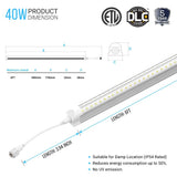 T8 LED Freezer/Cooler Tube Light - V Shape - 6ft 40W 5000k Clear 4800 Lumens Rebate Eligible, Walk-in Cooler Light - 30 Pack
