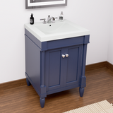 Torino 24 In. Navy Blue Freestanding Solid Wood Bathroom Vanity with Porcelain Sink Top