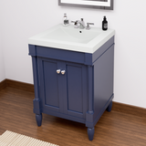 Torino 24 In. Navy Blue Freestanding Solid Wood Bathroom Vanity with Porcelain Sink Top