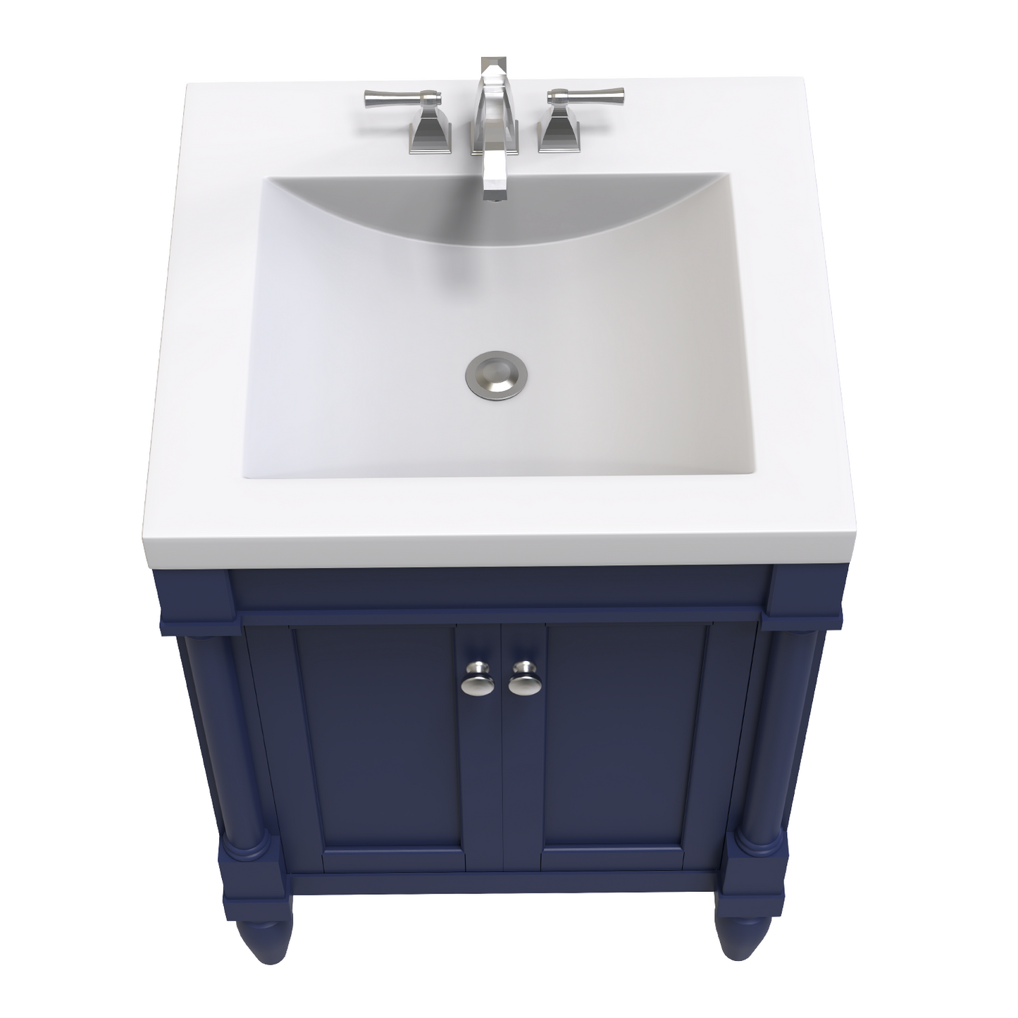 Torino 24 In. Navy Blue Freestanding Solid Wood Bathroom Vanity with Porcelain Sink Top