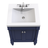 Torino 24 In. Navy Blue Freestanding Solid Wood Bathroom Vanity with Porcelain Sink Top