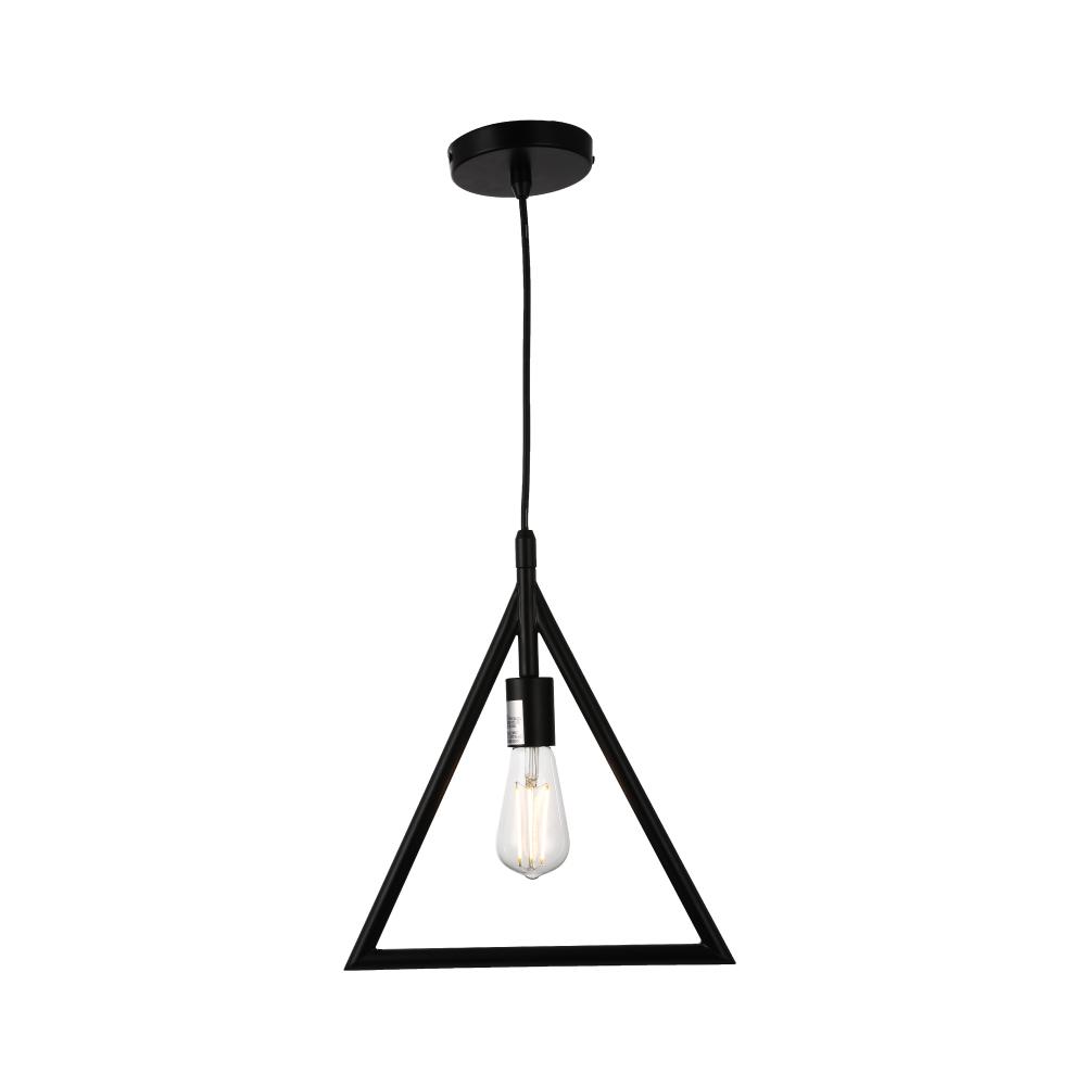 Triangle Shape Pendant Lighting Fixture, E26 Base, Matte Black Finish, UL Listed