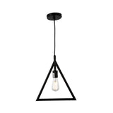 Triangle Shape Pendant Lighting Fixture, E26 Base, Matte Black Finish, UL Listed