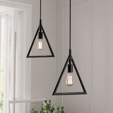 Triangle Shape Pendant Lighting Fixture, E26 Base, Matte Black Finish, UL Listed