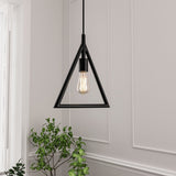 Triangle Shape Pendant Lighting Fixture, E26 Base, Matte Black Finish, UL Listed