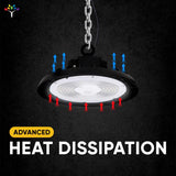 UFO LED High Bay Light 150/120/100 Watt Adjustable, 4000K Cool White, 150LM/W-155LM/W, 120-277VAC, IP65, UL, DLC Listed, 1-10V Dim, For LED Warehouse Lighting Retail Workshop Garage Factory Barn Lighting