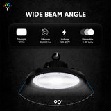 UFO LED High Bay Light 150/120/100 Watt Adjustable, 5700K, 150LM/W-155LM/W, 120-277VAC, IP65, UL, DLC Listed, 1-10V Dim, For Warehouse Factory Workshops Gymnasium & Supermarket Lighting