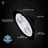 UFO LED High Bay Light 150/120/100 Watt Adjustable, 5700K, 150LM/W-155LM/W, 120-277VAC, IP65, UL, DLC Listed, 1-10V Dim, For Warehouse Factory Workshops Gymnasium & Supermarket Lighting