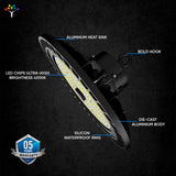 UFO LED High Bay Light 150/120/100 Watt Adjustable, 5700K, 150LM/W-155LM/W, AC277-480V High Voltage, IP65, UL, DLC Listed, 1-10V Dim, For Warehouse Barn Airport Workshop Garage Factory