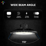 UFO LED High Bay Light 150/120/100 Watt Adjustable, 5700K, 150LM/W-155LM/W, AC277-480V High Voltage, IP65, UL, DLC Listed, 1-10V Dim, For Warehouse Barn Airport Workshop Garage Factory