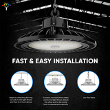 UFO LED High Bay Light 150/120/100 Watt Adjustable, 5700K, 150LM/W-155LM/W, AC277-480V High Voltage, IP65, UL, DLC Listed, 1-10V Dim, For Warehouse Barn Airport Workshop Garage Factory