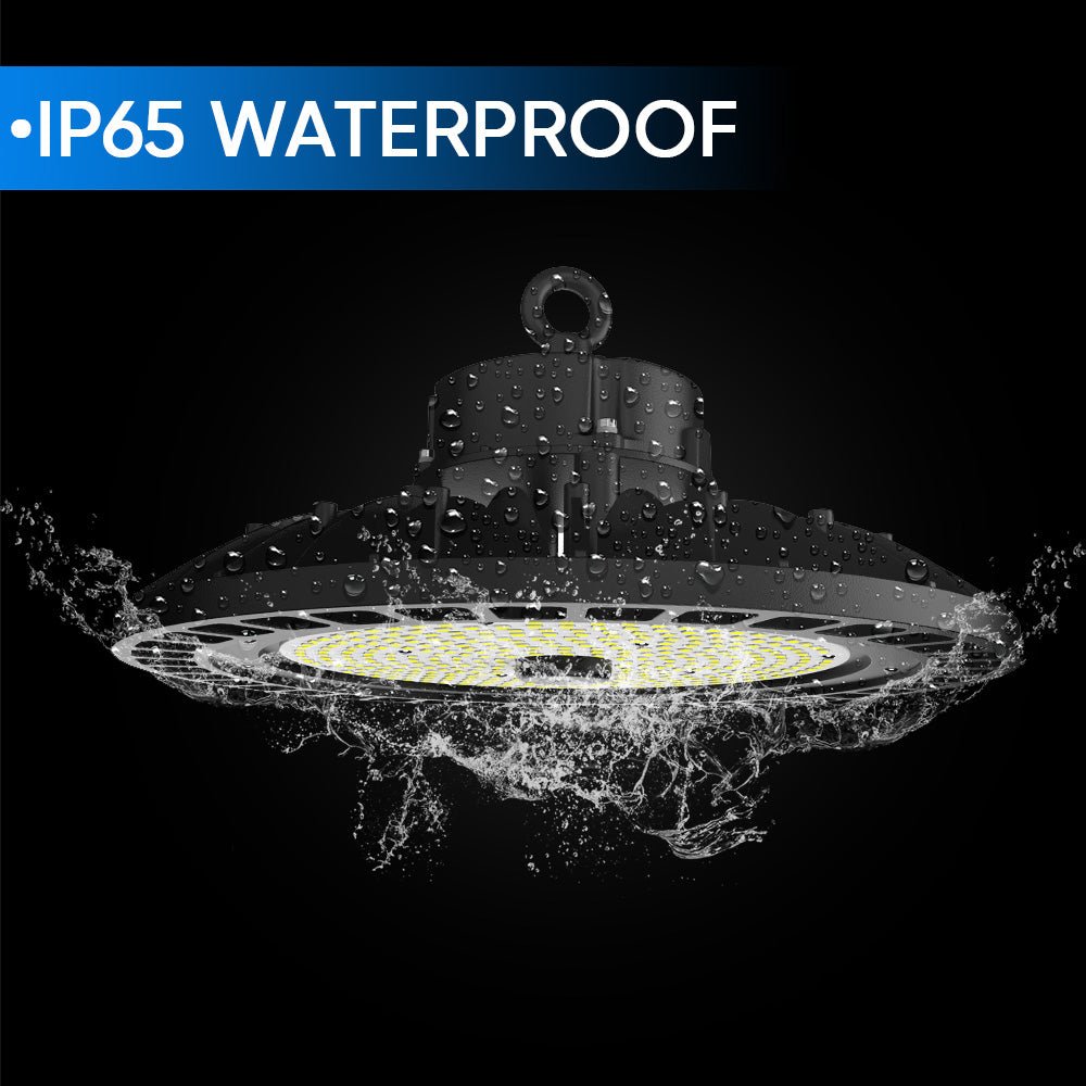UFO LED High Bay Light 150/120/100 Watt Adjustable, 5700K, 150LM/W-155LM/W, AC277-480V High Voltage, IP65, UL, DLC Listed, 1-10V Dim, For Warehouse Barn Airport Workshop Garage Factory