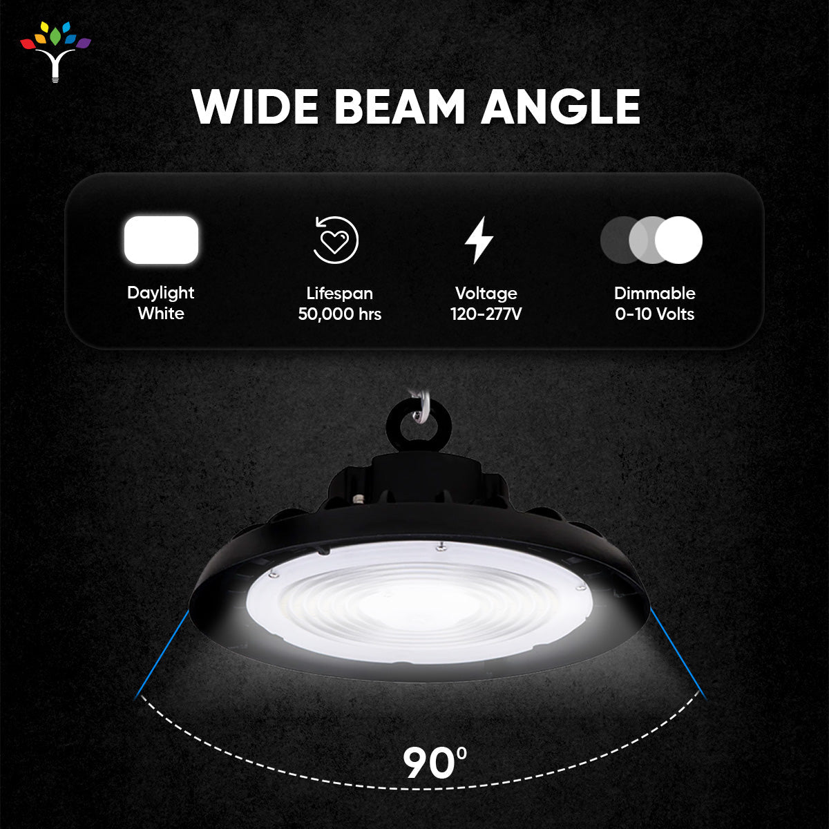 UFO LED High Bay Light 240/220/200 Watt Adjustable, 5700K, 155LM/W-155LM/W, 120-277VAC, IP65, UL, DLC Listed, 1-10V Dim, For Warehouse Factory Workshops Gymnasium & Supermarket Lighting