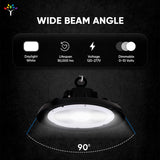 UFO LED High Bay Light 240/220/200 Watt Adjustable, 5700K, 155LM/W-155LM/W, 120-277VAC, IP65, UL, DLC Listed, 1-10V Dim, For Warehouse Factory Workshops Gymnasium & Supermarket Lighting