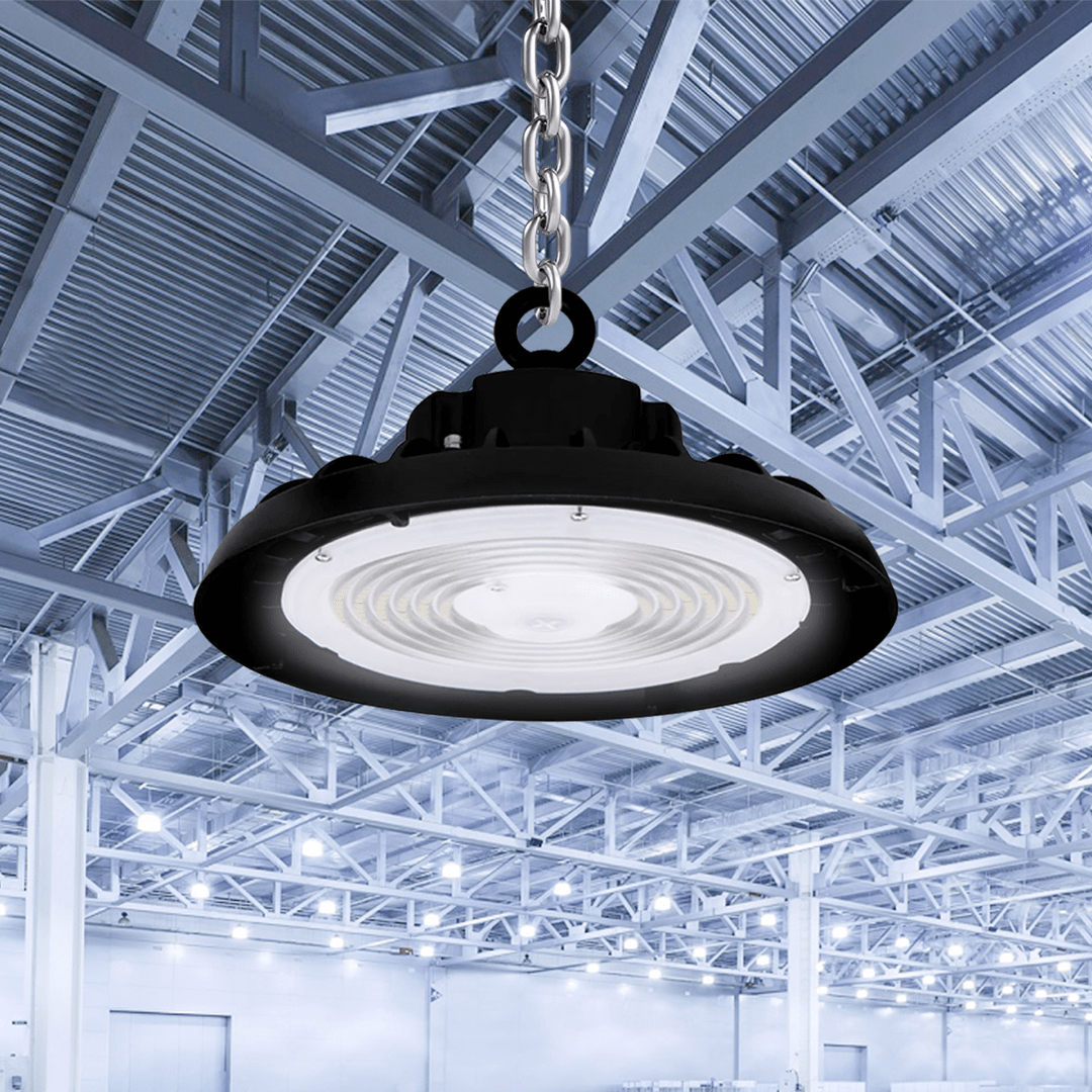 UFO LED High Bay Light  240W/220W/200W Wattage Adjustable, 4000K, 150 LM/W, DLC Premium 1-10V Dimmable,  AC120-277V, Commercial LED Light for Barn Workshop Warehouse Gym Airport Lights