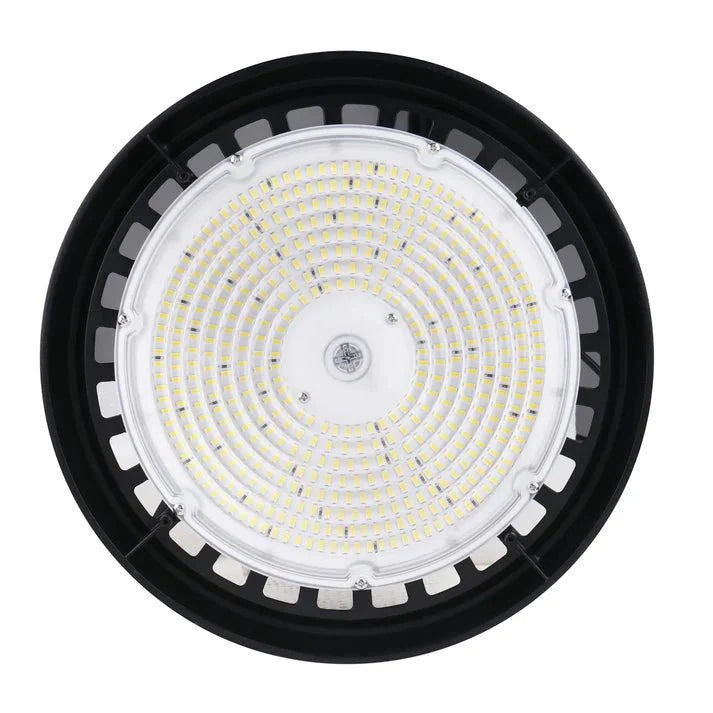 UFO LED High Bay Light, 240W/220W/200W Wattage Adjustable, 5700K 150 LM/W, Waterproof IP65, 1-10V Dimmable, AC277-480V High Voltage, UL, DLC Listed, For Factory, Workshop, Barn, Garage, Commercial Shop, Warehouse, Airport