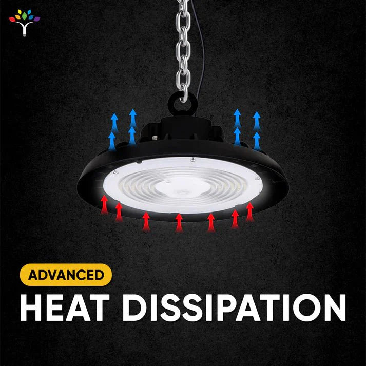 UFO LED High Bay Light, 240W/220W/200W Wattage Adjustable, 5700K 150 LM/W, Waterproof IP65, 1-10V Dimmable, AC277-480V High Voltage, UL, DLC Listed, For Factory, Workshop, Barn, Garage, Commercial Shop, Warehouse, Airport