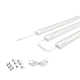 Under Cabinet LED Lighting Kit, Direct Plug-In, 12 Inch, Linkable LED Light Bar, 3-Piece Kit, 3x3.6Watt 330 LM,White - Under Counter Lights for Kitchen,Desk,Wardrobe,Closets ,Cupboard