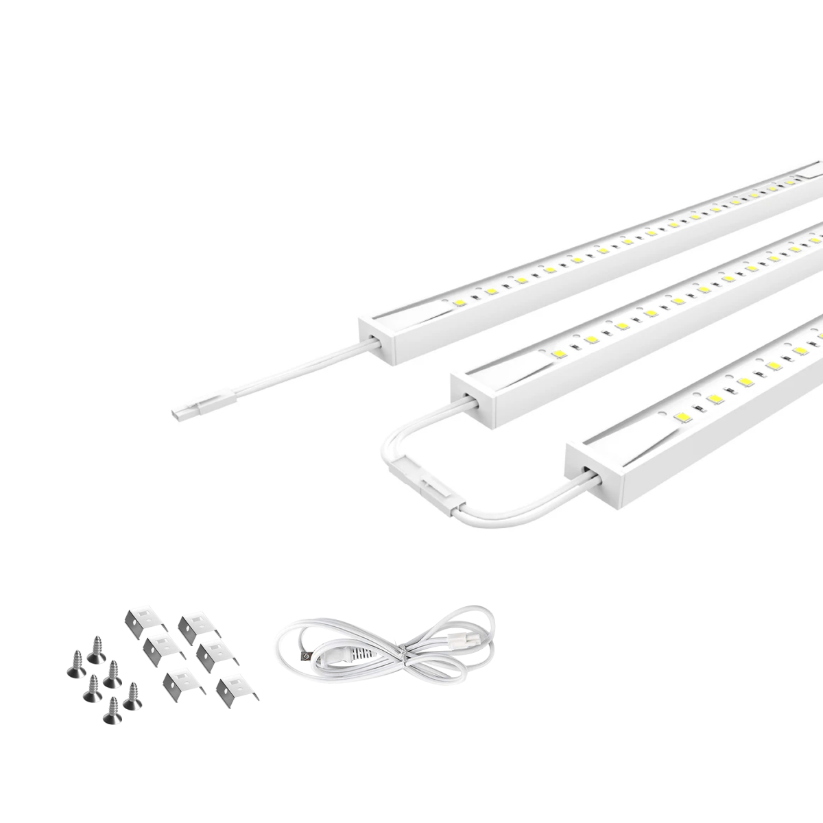 Under Cabinet LED Lighting Kit, Direct Plug-In, 12 Inch, Linkable LED Light Bar, 3-Piece Kit, 3x3.6Watt 330 LM,White - Under Counter Lights for Kitchen,Desk,Wardrobe,Closets ,Cupboard