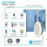 Unique Circular LED Wall Sconce, 11W, 3000K, Diameter 9.9 inch, Modern Round Lamp