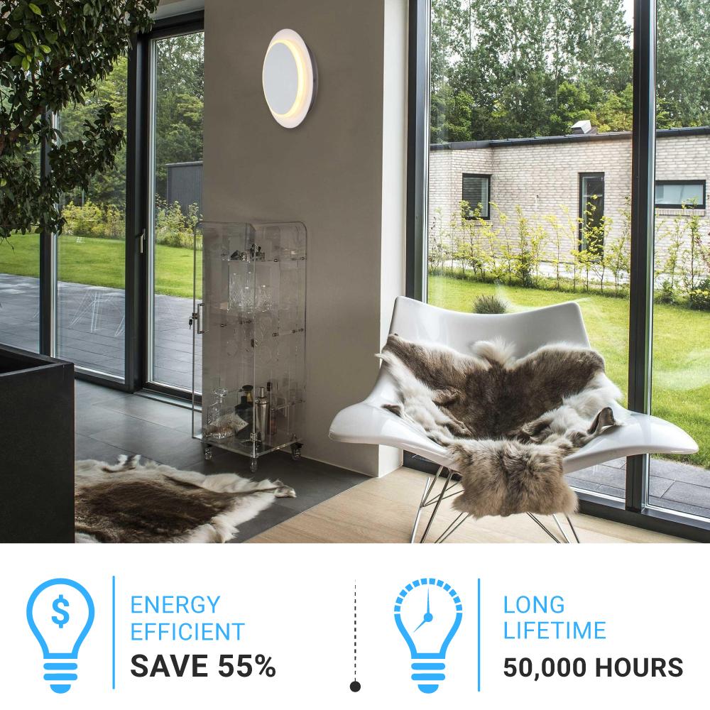 Unique Circular LED Wall Sconce, 11W, 3000K, Diameter 9.9 inch, Modern Round Lamp