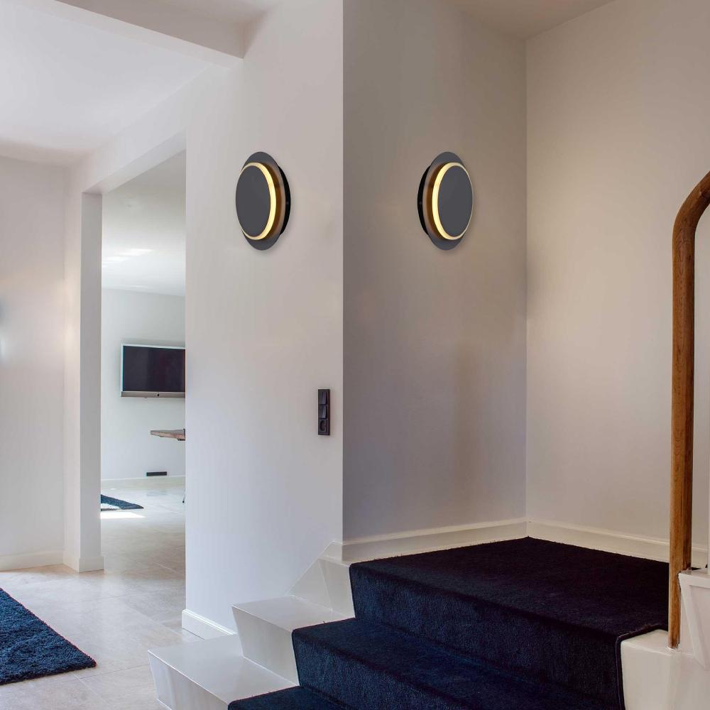 Unique Circular LED Wall Sconce, 11W, 3000K, Diameter 9.9 inch, Modern Round Lamp