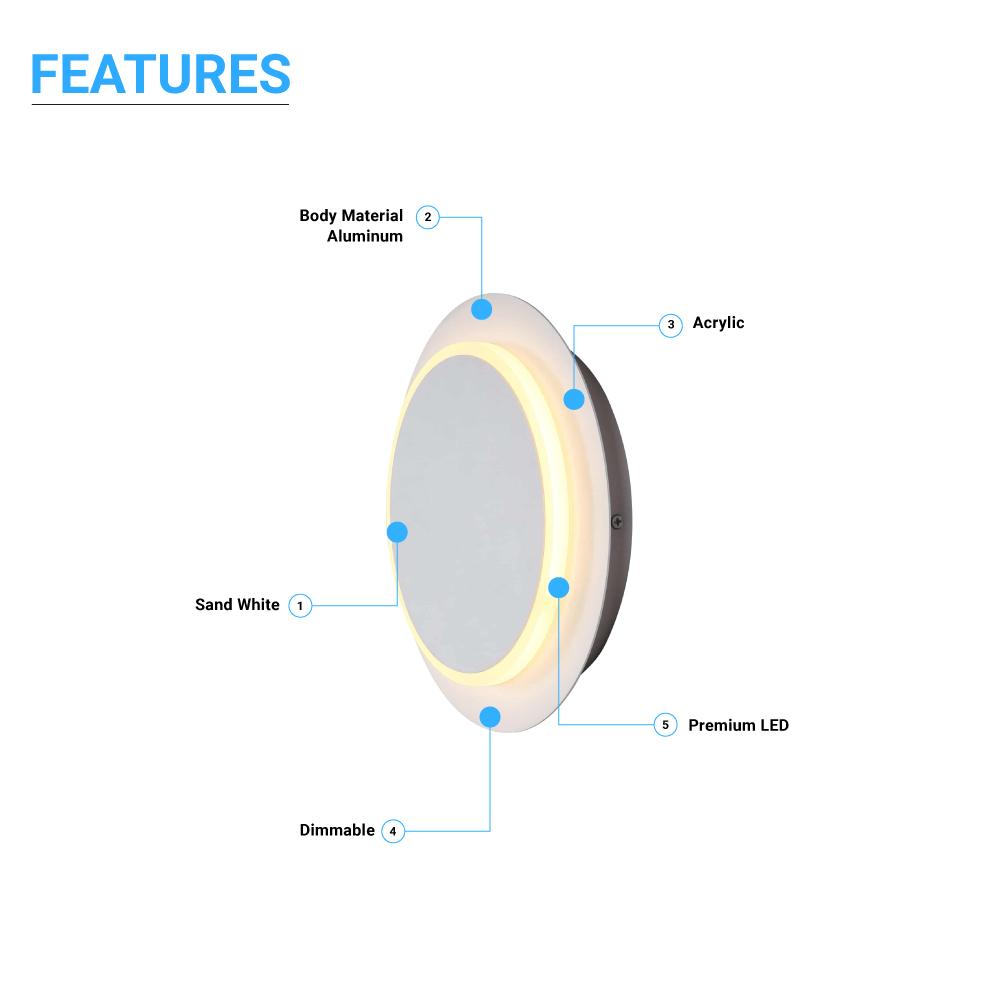Unique Circular LED Wall Sconce, 11W, 3000K, Diameter 9.9 inch, Modern Round Lamp