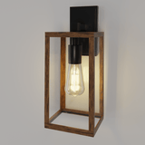 Wall Lights, Exterior Light Fixture, Clear Glass Garage Light, Modern Outdoor Lights Sconce with Waterproof, for Patio, E26 Socket Black+Wood Finish - 5.75"L x 6.1"W x 13.78"H