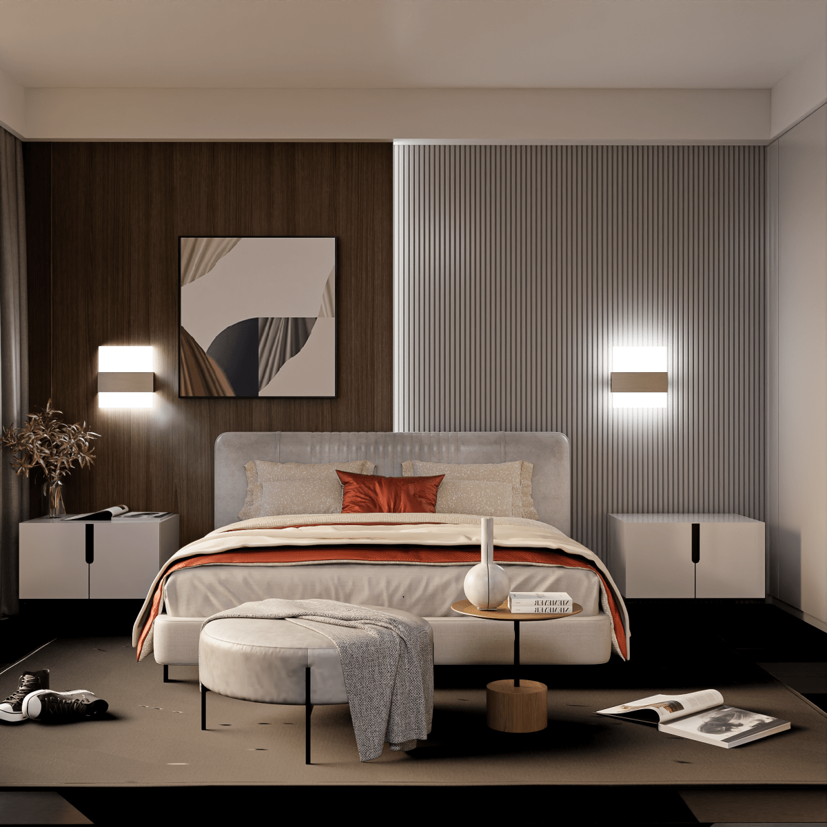Wall Mounted LED Light Fixture, 5000K, Dimmable, ETL/CE Certificate, Material: Metal + White Acrylic Shade