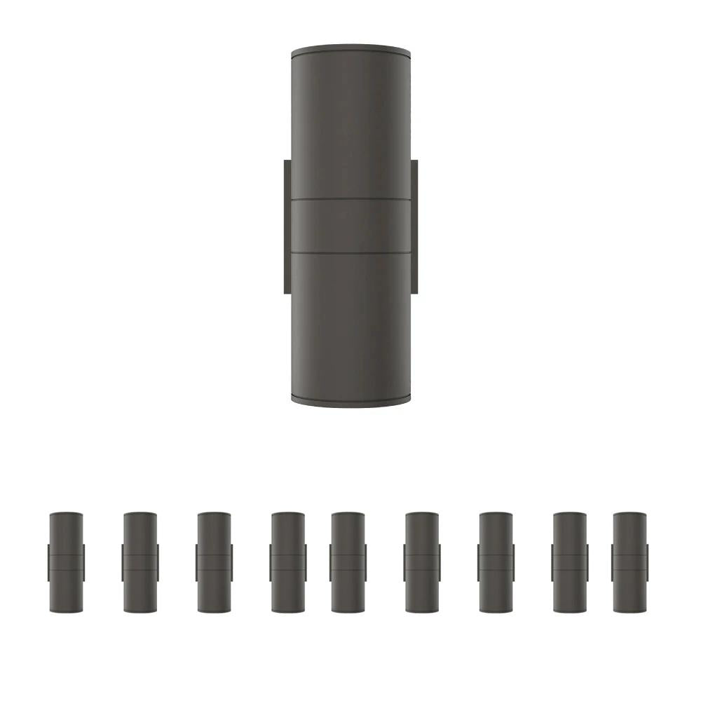 LED Up & Down Lights Outdoor, Cylinder, 12WX2, AC100- 277V, 80-90 Lm/W, IP65, Light Bronze Finish, Double Side