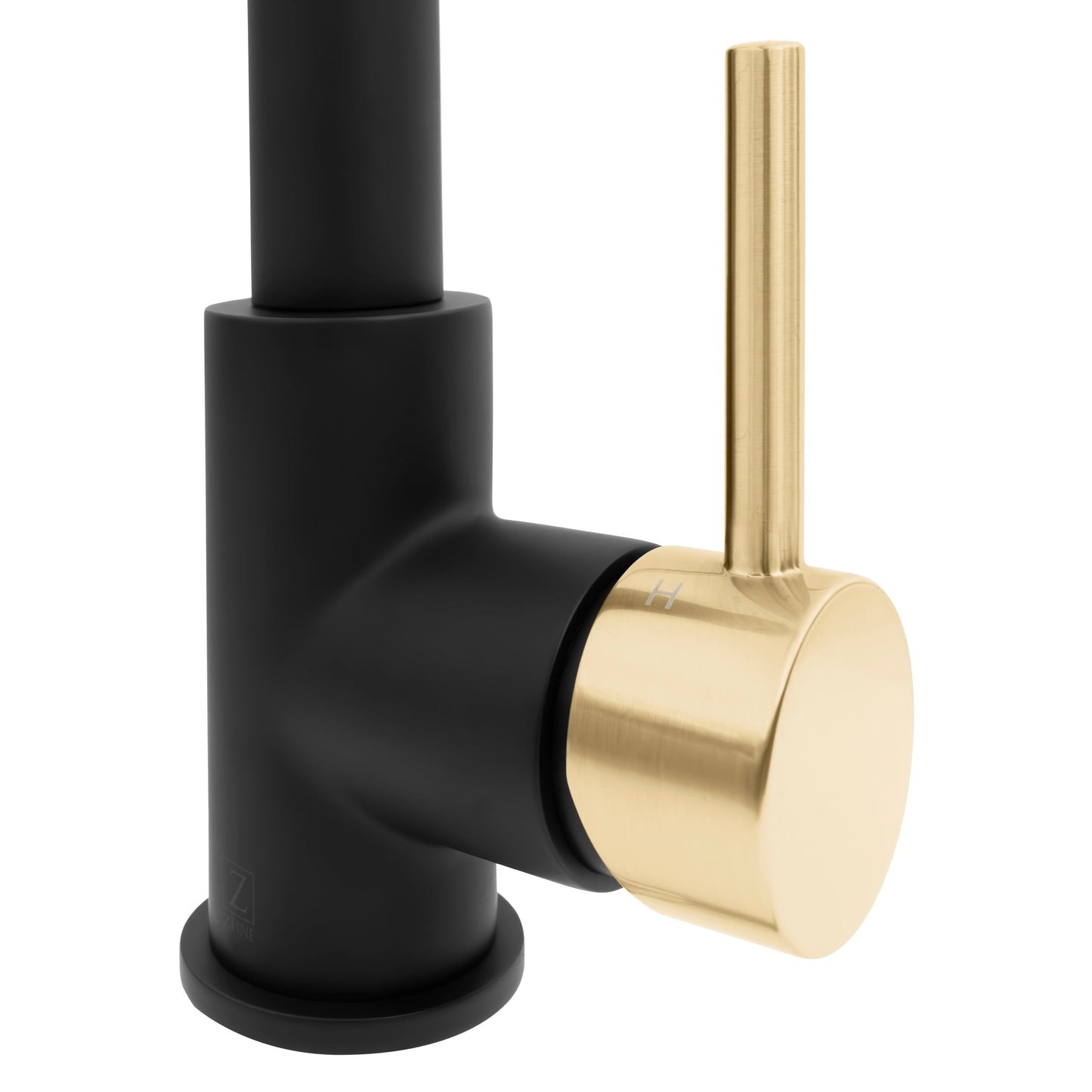 ZLINE Autograph Edition Apollo Pull Down Spring Single Handle Kitchen Faucet in Matte Black and Champagne Bronze (APL-KF-ZMBCB)