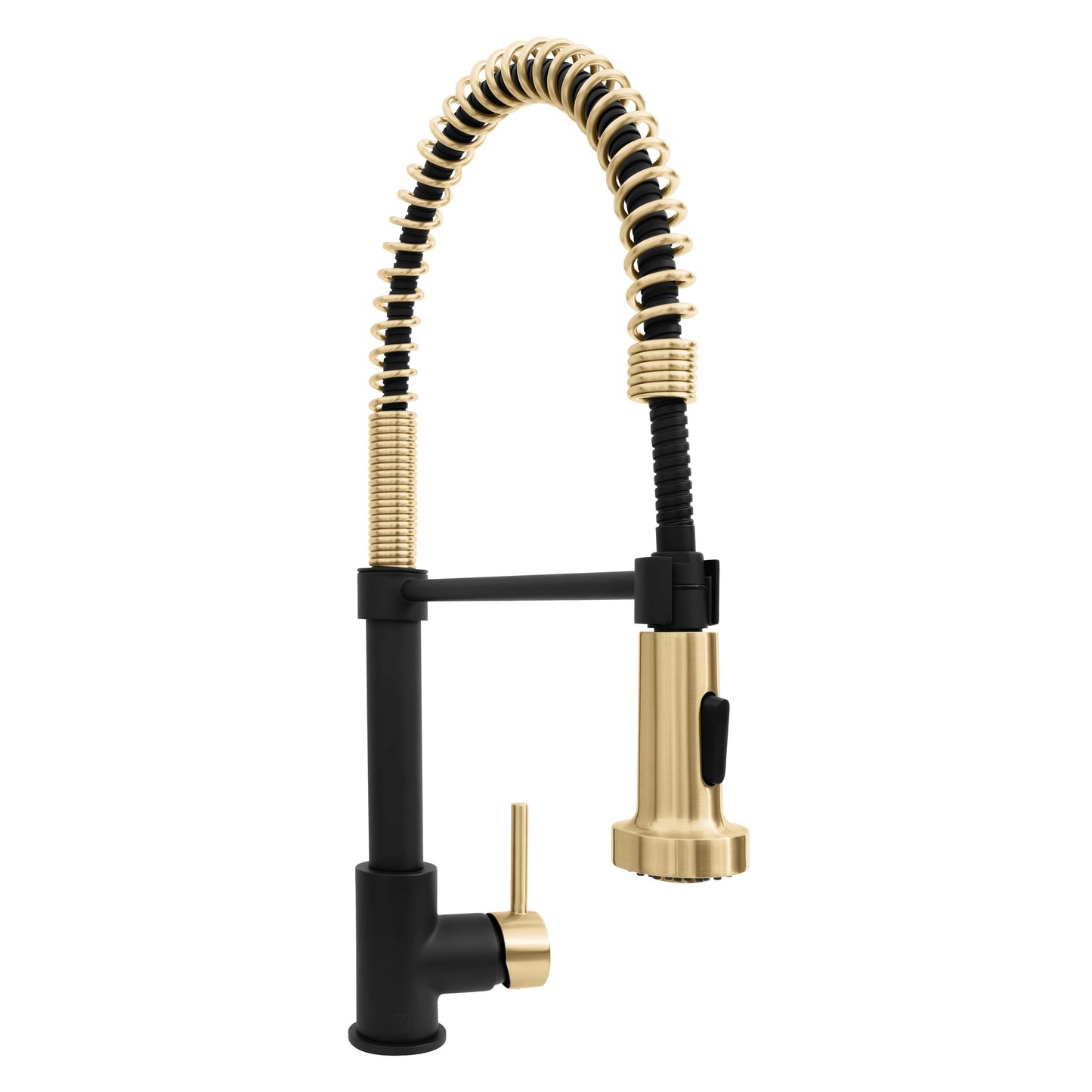 ZLINE Autograph Edition Apollo Pull Down Spring Single Handle Kitchen Faucet in Matte Black and Champagne Bronze (APL-KF-ZMBCB)