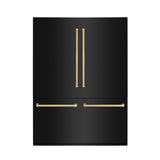 ZLINE Autograph Edition 60 in. 32.2 cu. ft. French Door Built-In Bottom Freezer Refrigerator with Water Dispenser and Ice Maker in Black Stainless Steel with Champagne Bronze Accents (RBIVZ-BS-60-CB)