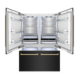 ZLINE Autograph Edition 60 in. 32.2 cu. ft. French Door Built-In Bottom Freezer Refrigerator with Water Dispenser and Ice Maker in Black Stainless Steel with Champagne Bronze Accents (RBIVZ-BS-60-CB)